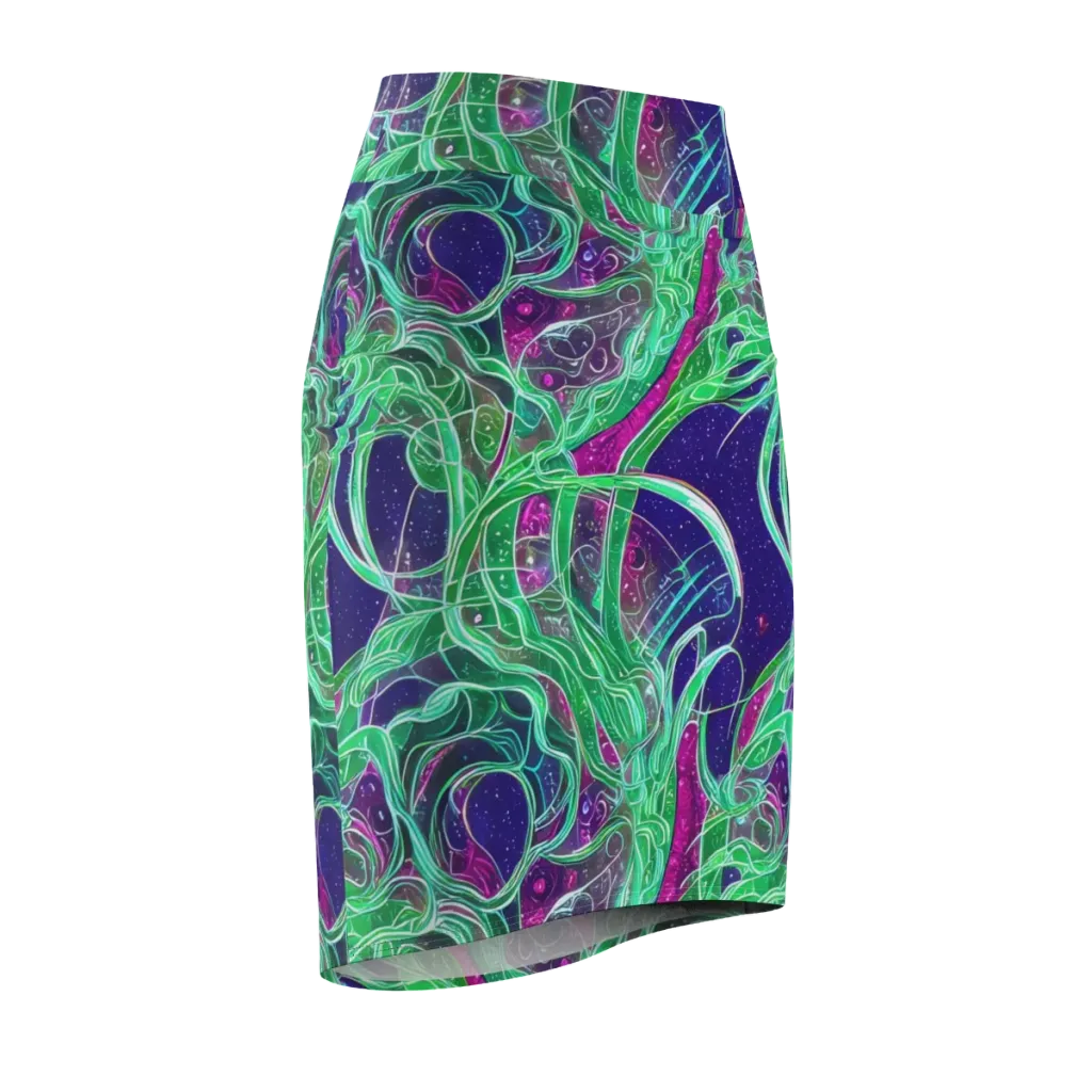 Emerald Starflow on Pencil Skirt — Front Side
