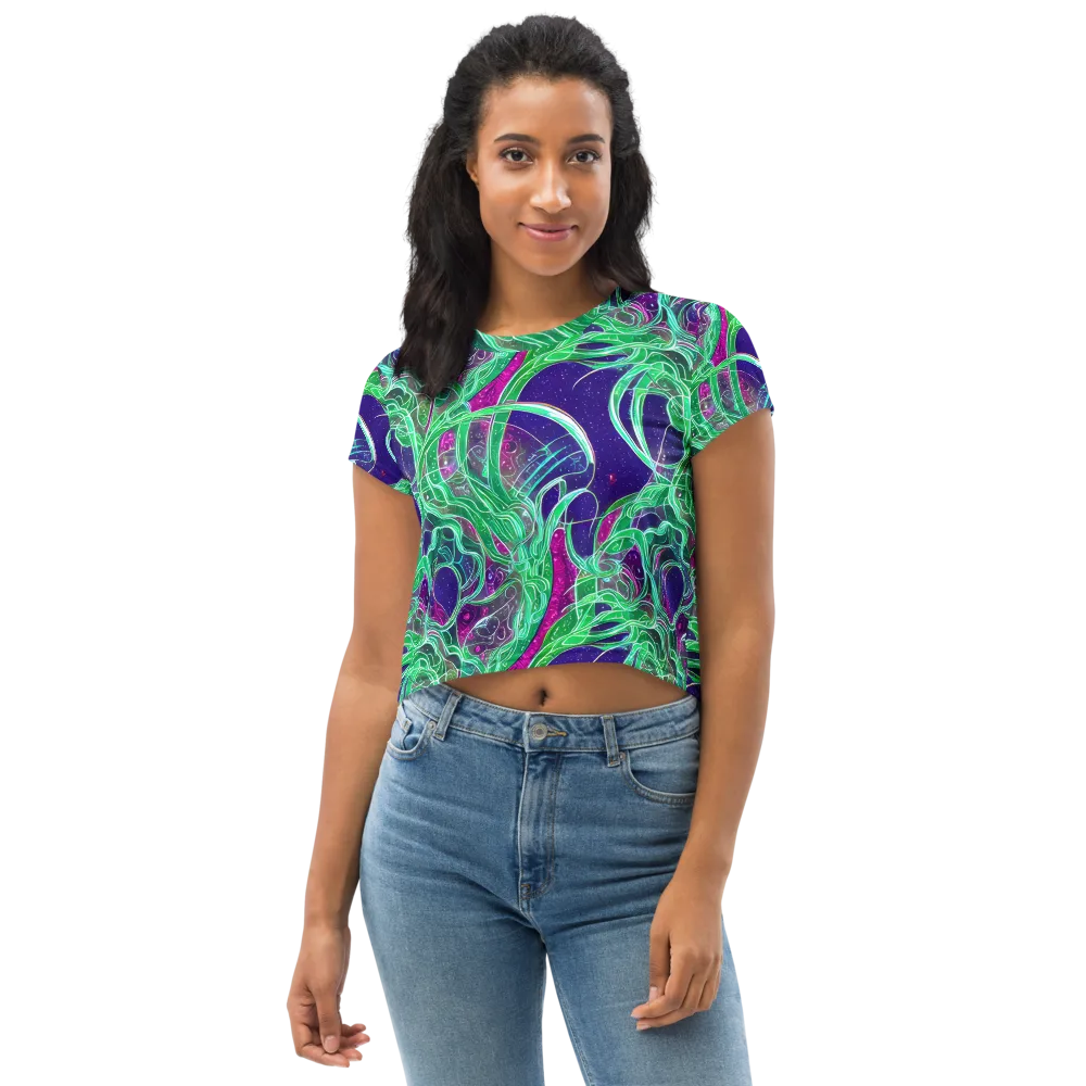 Emerald Starflow on Crop Tee — Front
