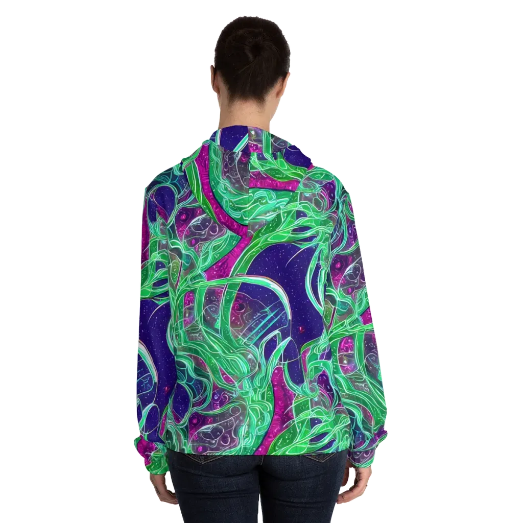 Emerald Starflow on Women's Full-Zip Hoodie — Back On Person