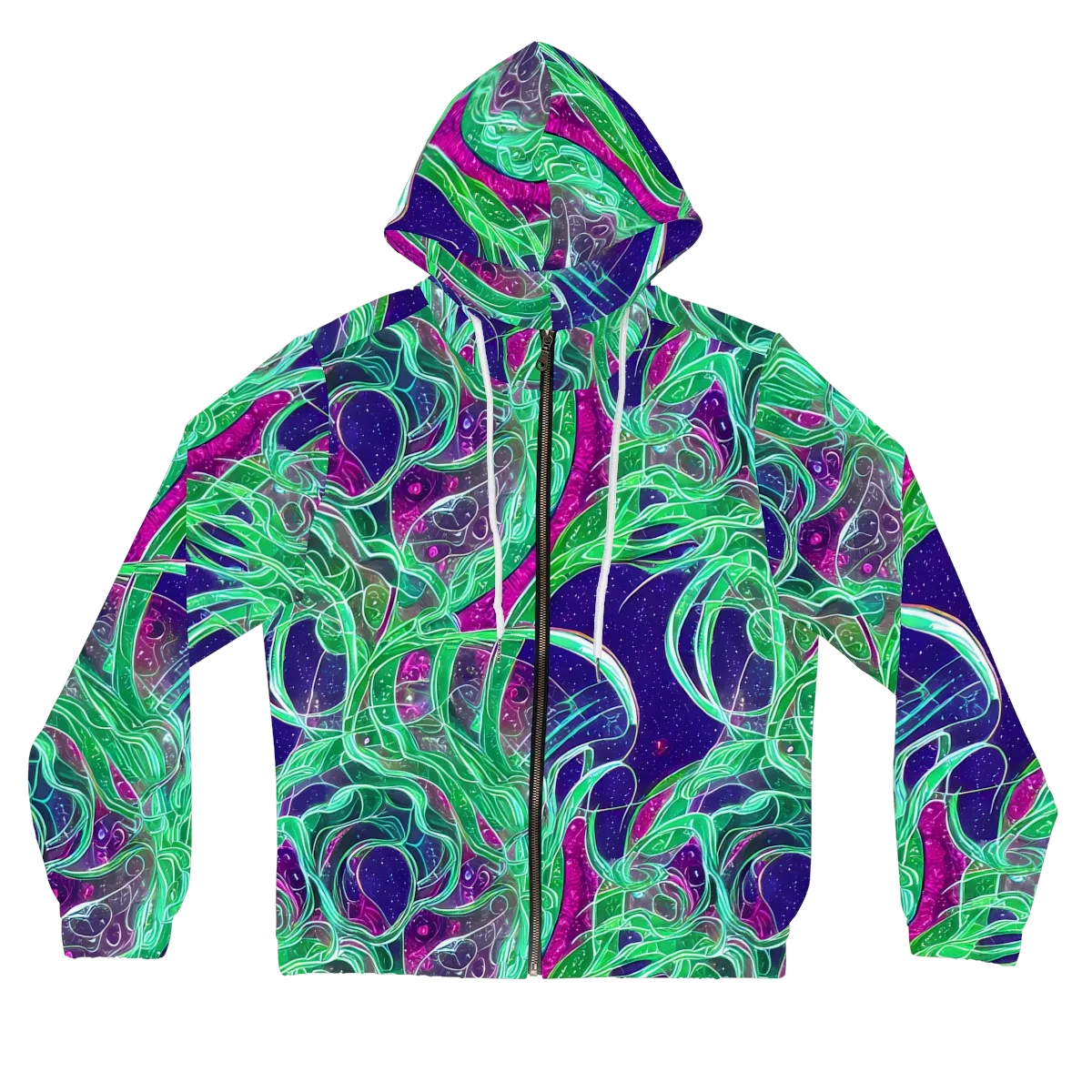Emerald Starflow on Women's Full-Zip Hoodie — Front