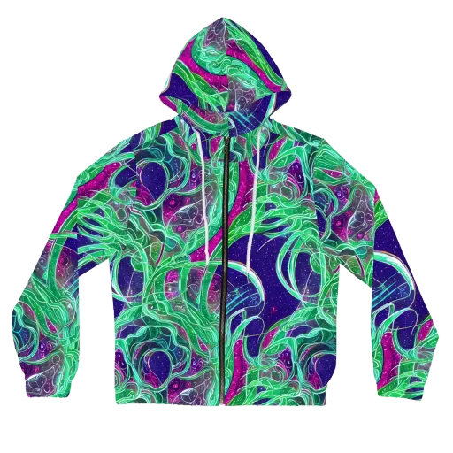 Emerald Starflow on a Women's Full-Zip Hoodie