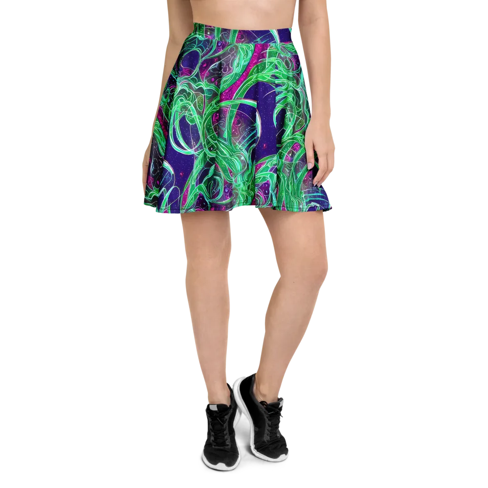 Emerald Starflow on Skater Skirt — Front