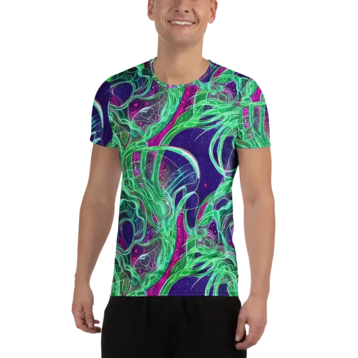 Emerald Starflow on a Men's Athletic T-Shirt