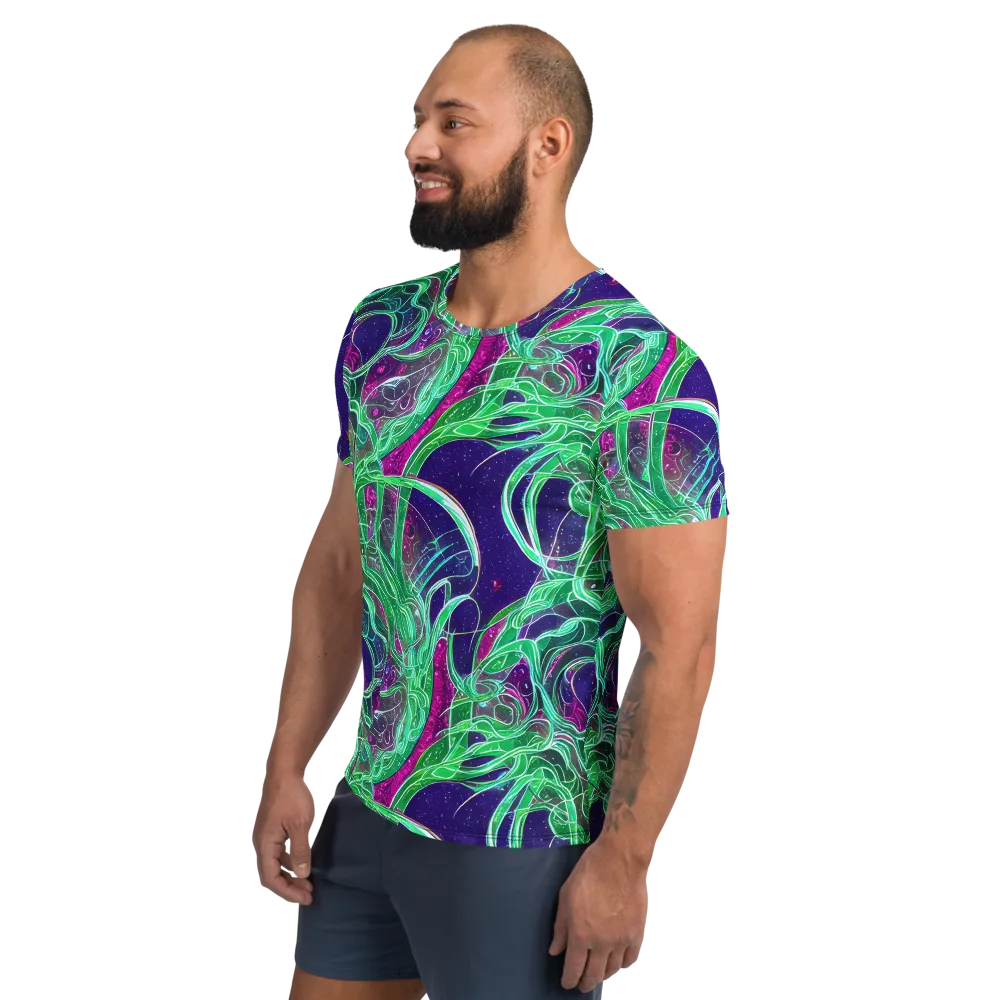 Emerald Starflow on Men's Athletic T-Shirt — Left