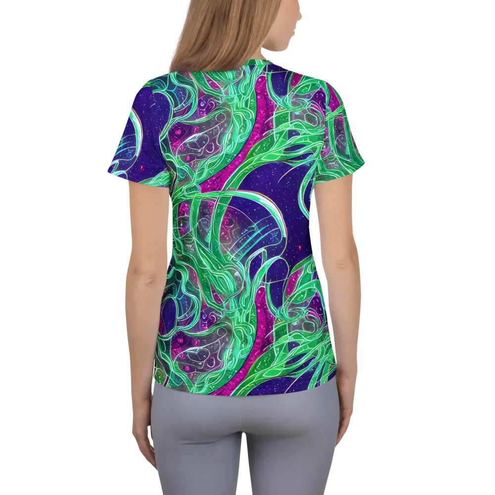 Emerald Starflow on Women's Athletic T-Shirt — Back
