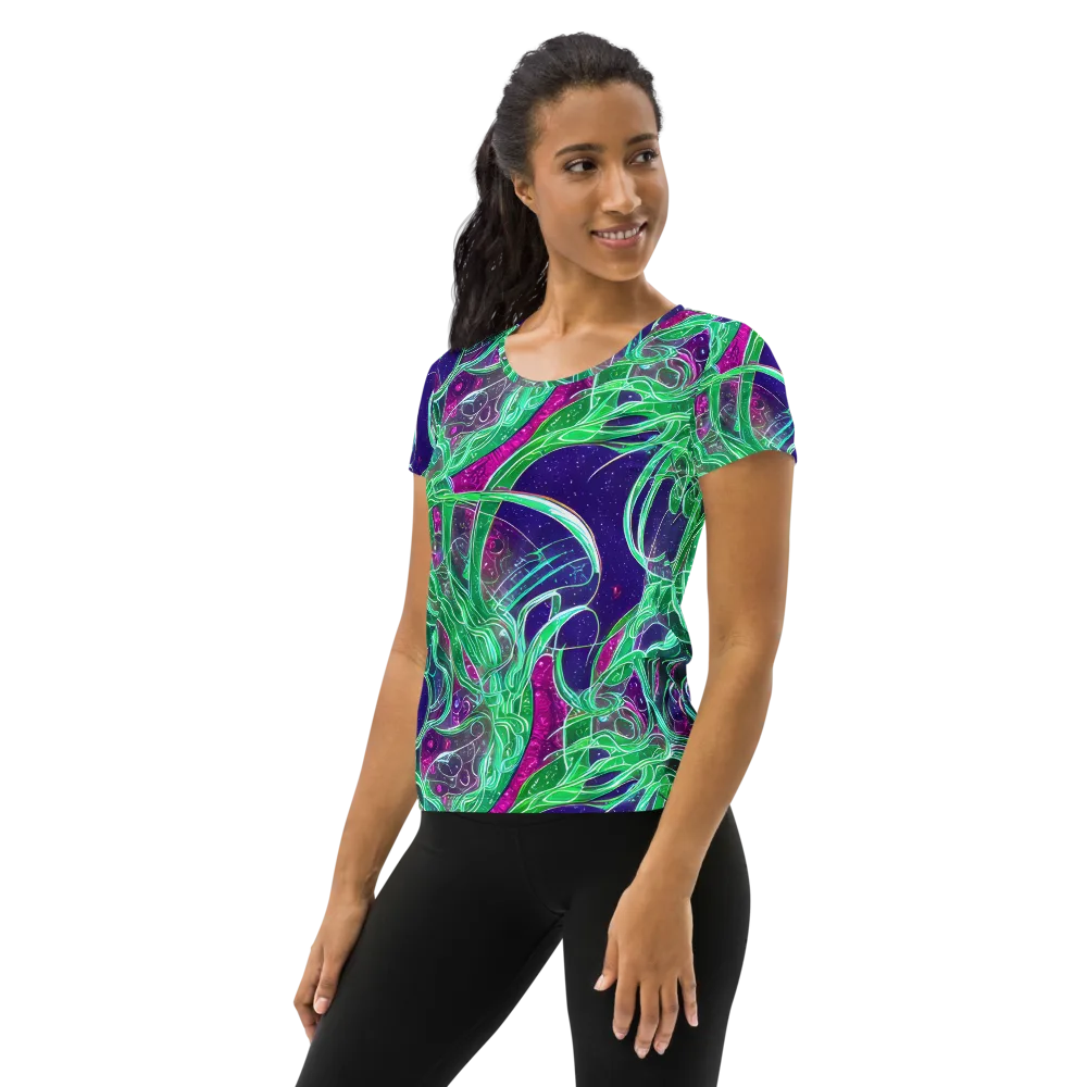 Emerald Starflow on Women's Athletic T-Shirt — Left