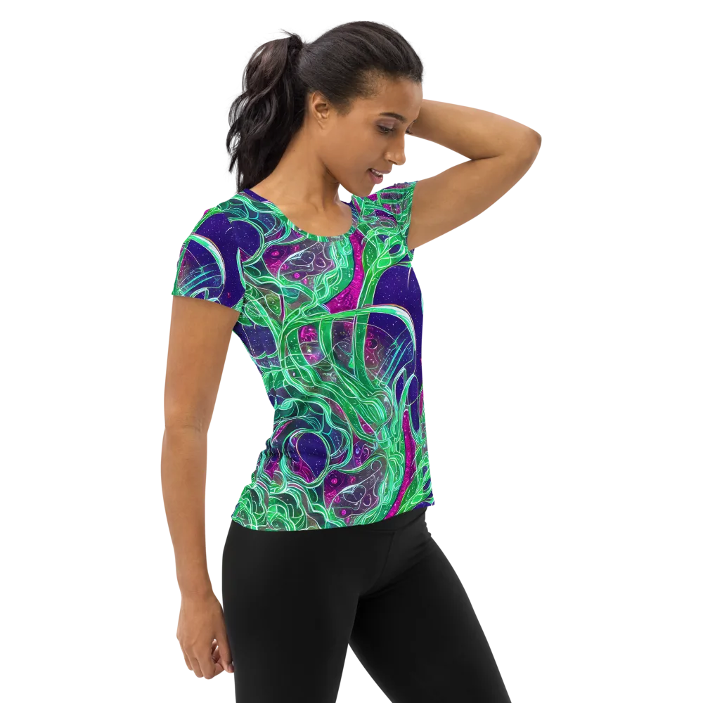 Emerald Starflow on Women's Athletic T-Shirt — Right