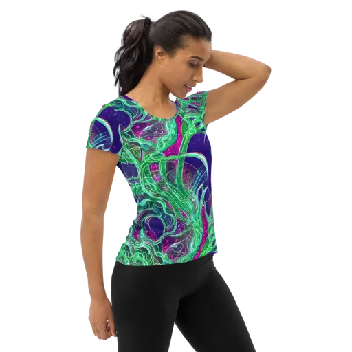 Emerald Starflow on a Women's Athletic T-Shirt