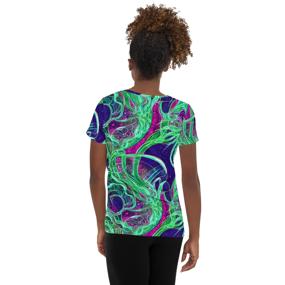 Emerald Starflow on Women's Athletic T-Shirt — Back