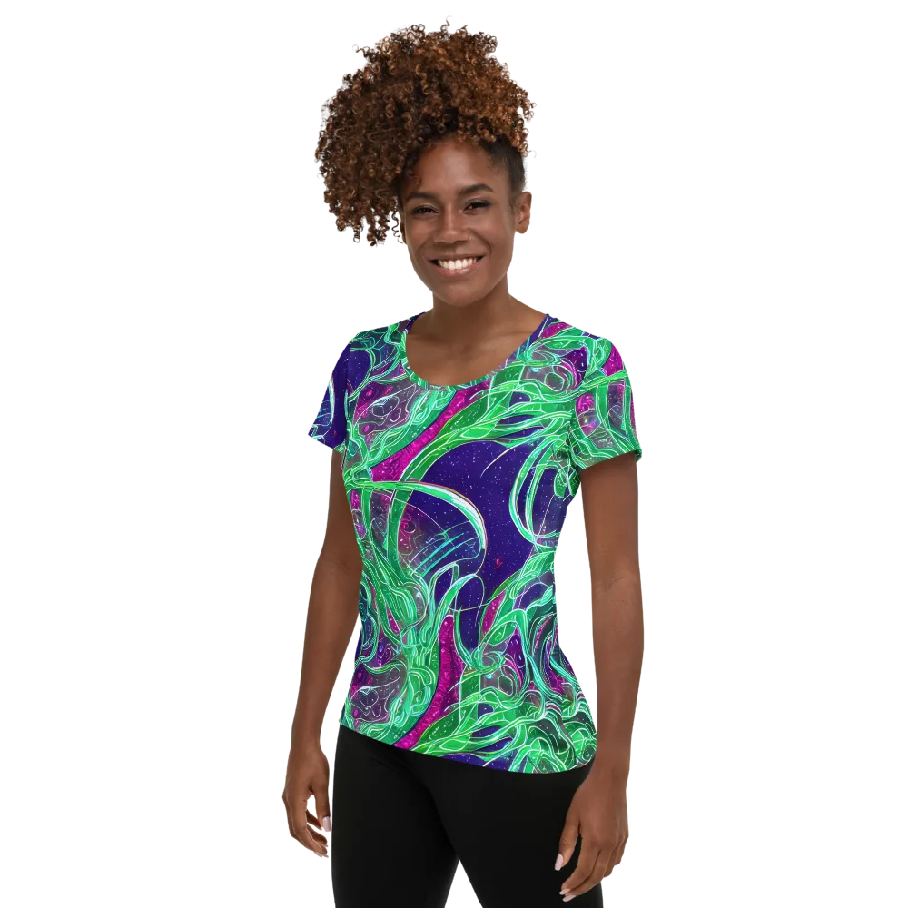 Emerald Starflow on Women's Athletic T-Shirt — Left