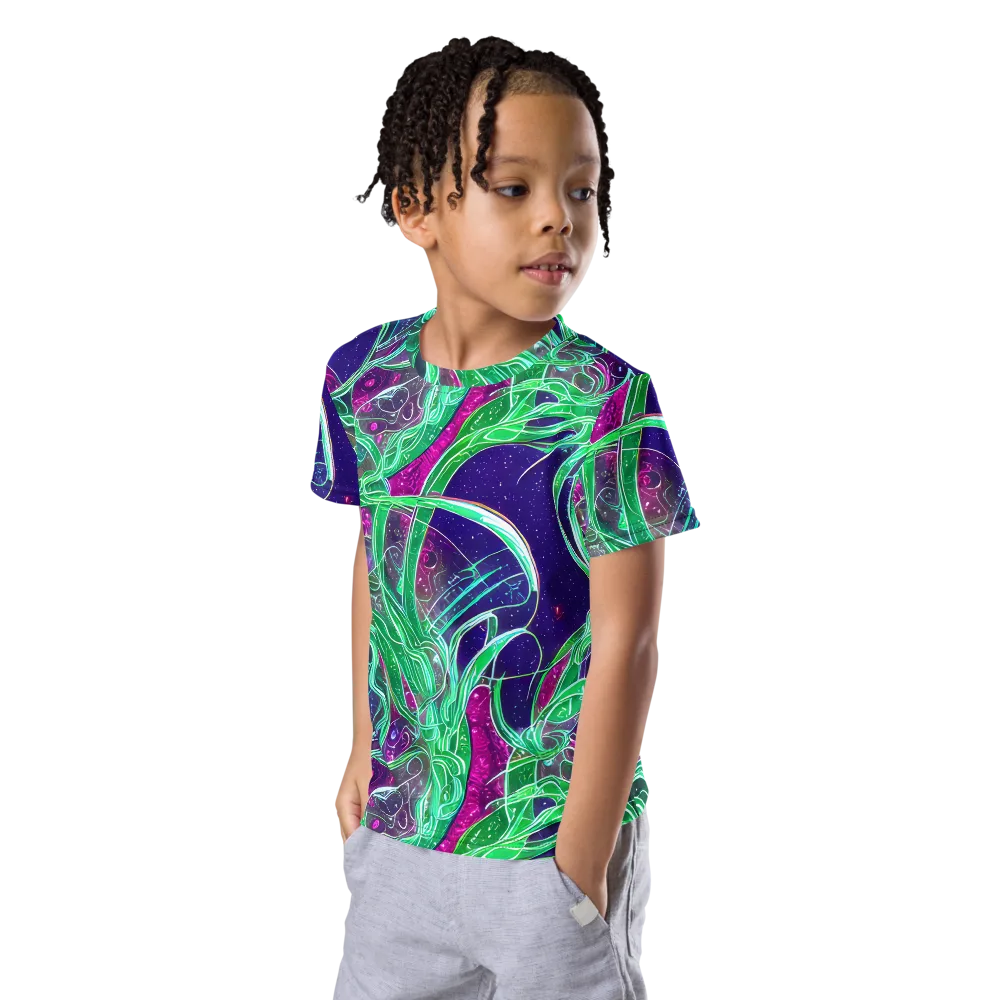 Emerald Starflow on Kids Crew Neck T-Shirt — Left Front