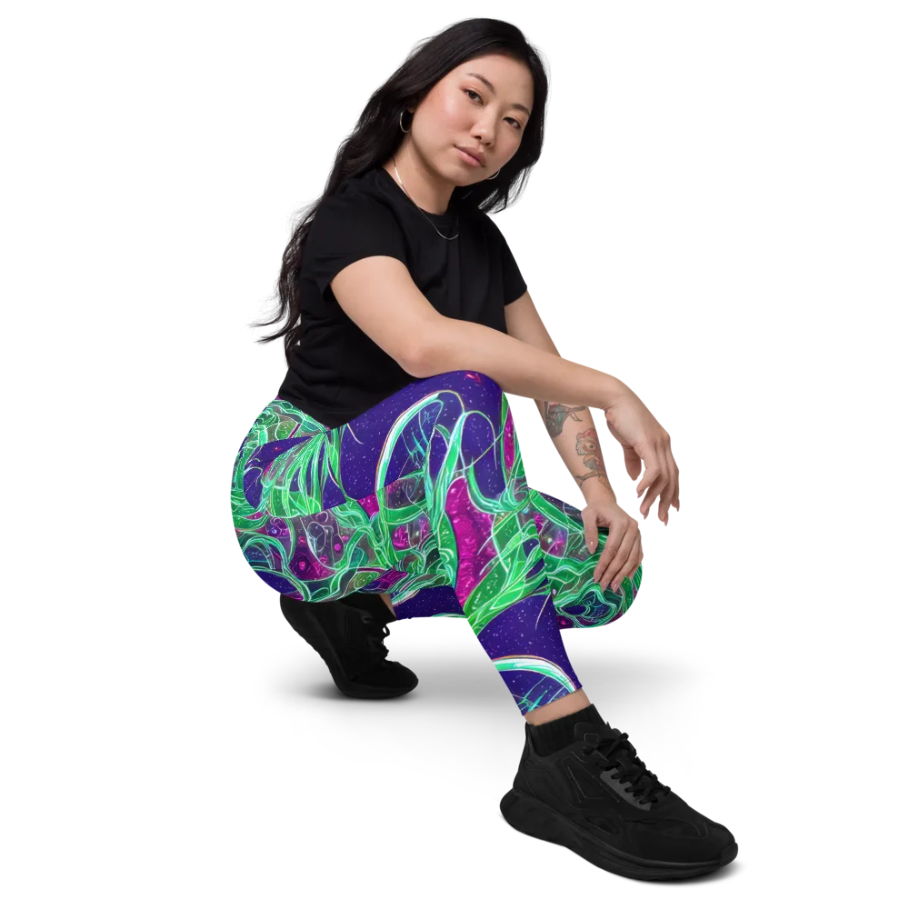 Emerald Starflow on Leggings with Pockets — Right Front