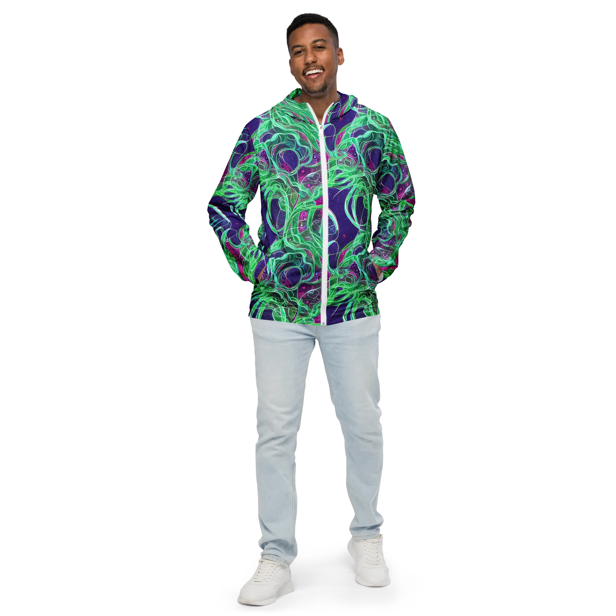 Emerald Starflow on Men's Windbreaker — Front