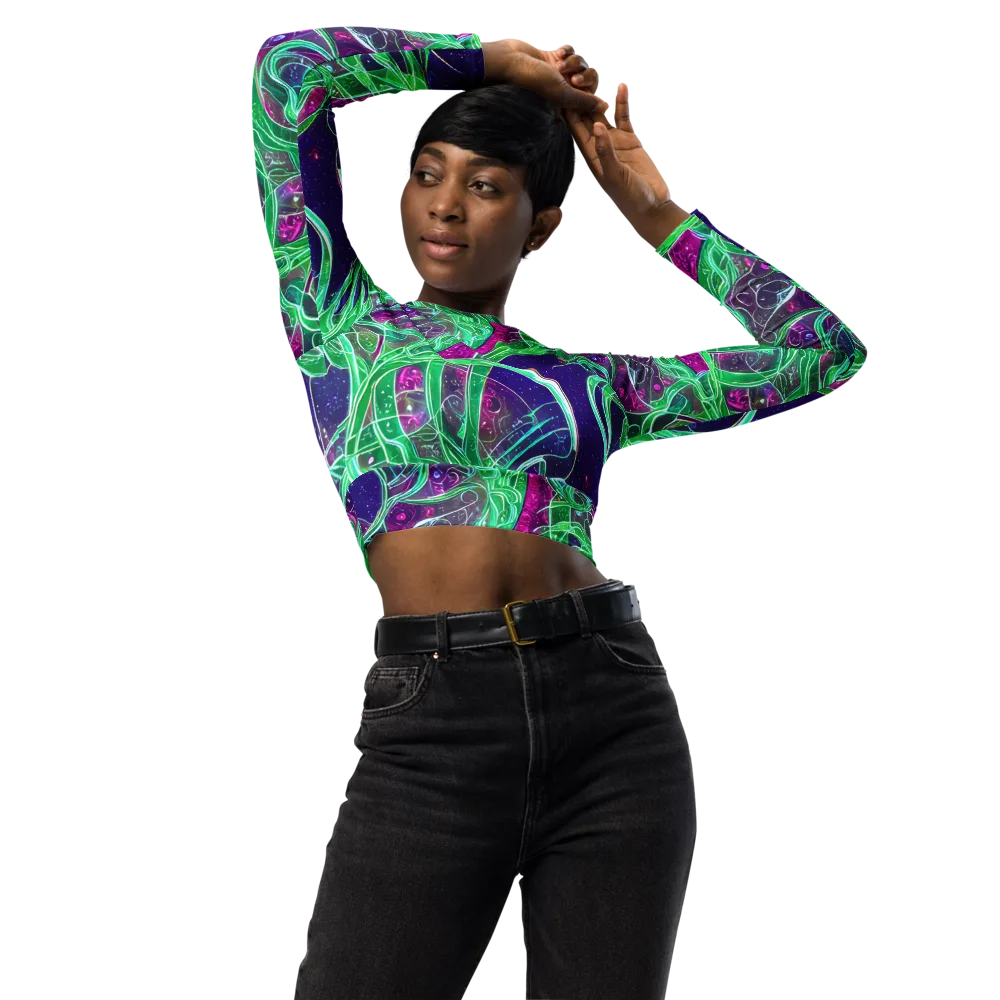 Emerald Starflow on Long Sleeve Crop Top — Front