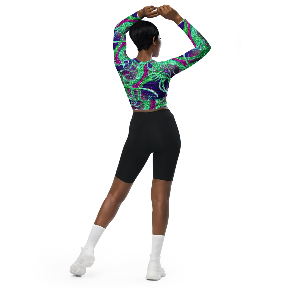 Emerald Starflow on Long Sleeve Crop Top — Back