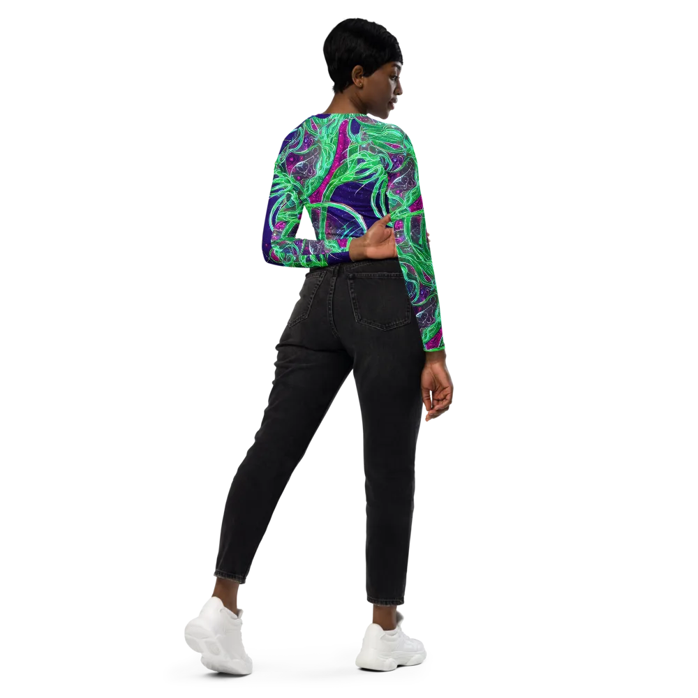 Emerald Starflow on Long Sleeve Crop Top — Right Back