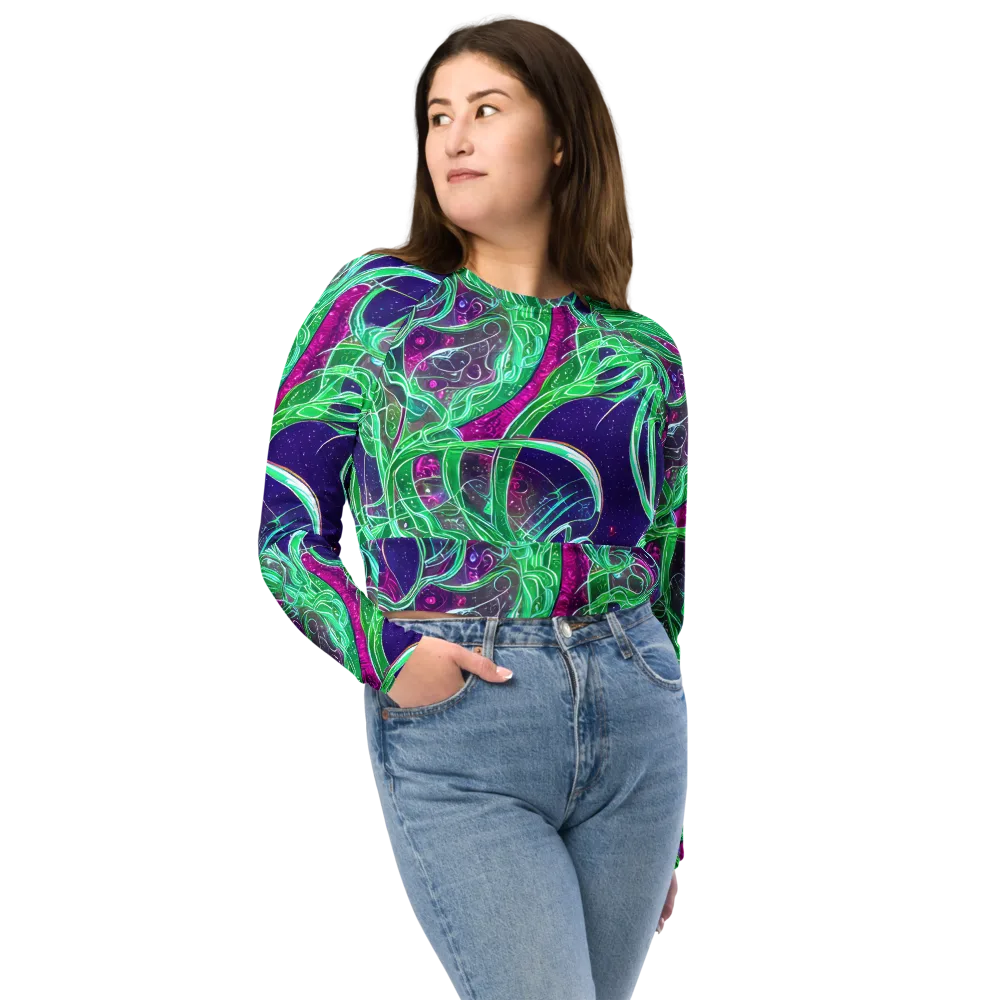 Emerald Starflow on Long Sleeve Crop Top — Front