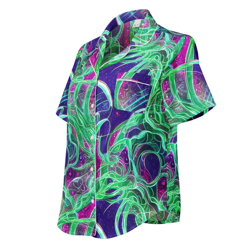 Emerald Starflow on Women's Short Sleeve Pajama Top — Left Front