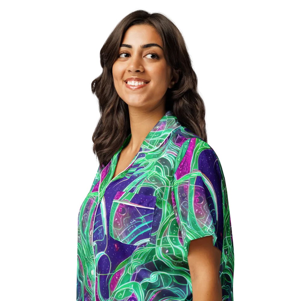 Emerald Starflow on Women's Short Sleeve Pajama Top — Left Front