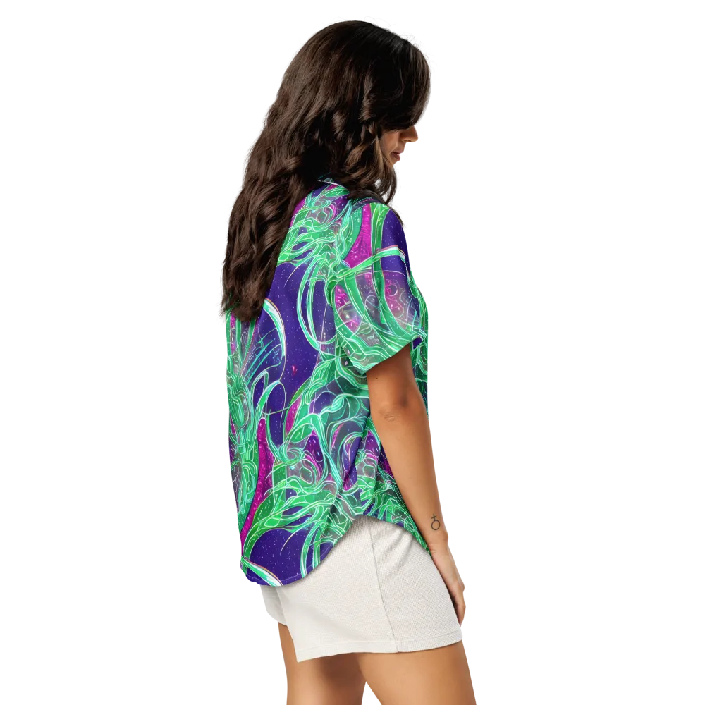 Emerald Starflow on Women's Short Sleeve Pajama Top — Right Back