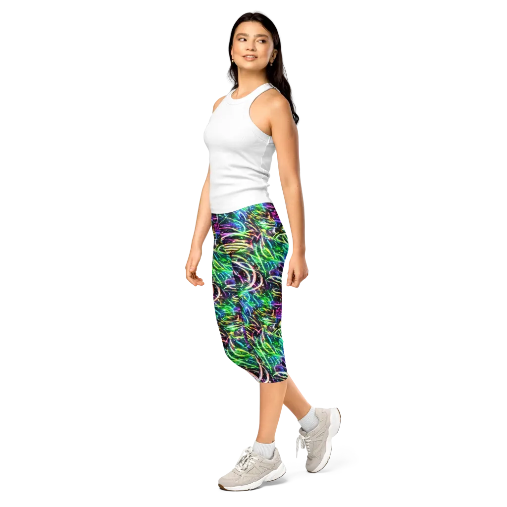 Nightglow Waves on Capri Leggings — Left Front