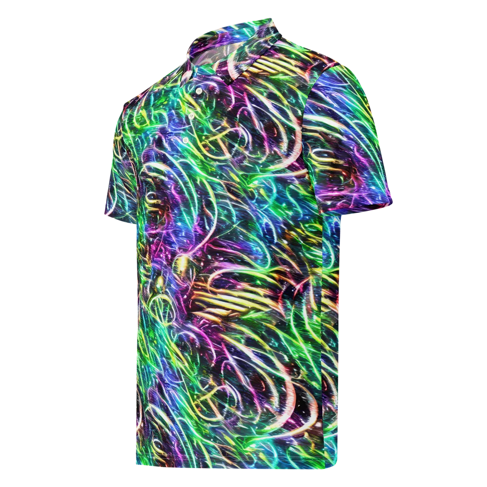 Nightglow Waves on Men's Slim Fit Polo Shirt — Left Front