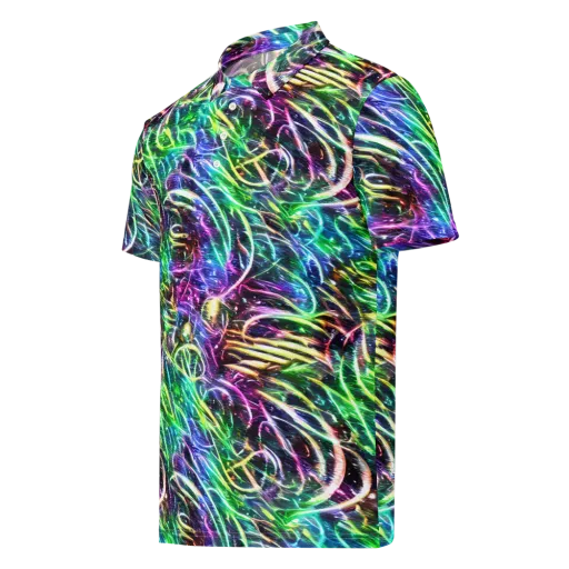 Nightglow Waves on a Men's Slim Fit Polo Shirt