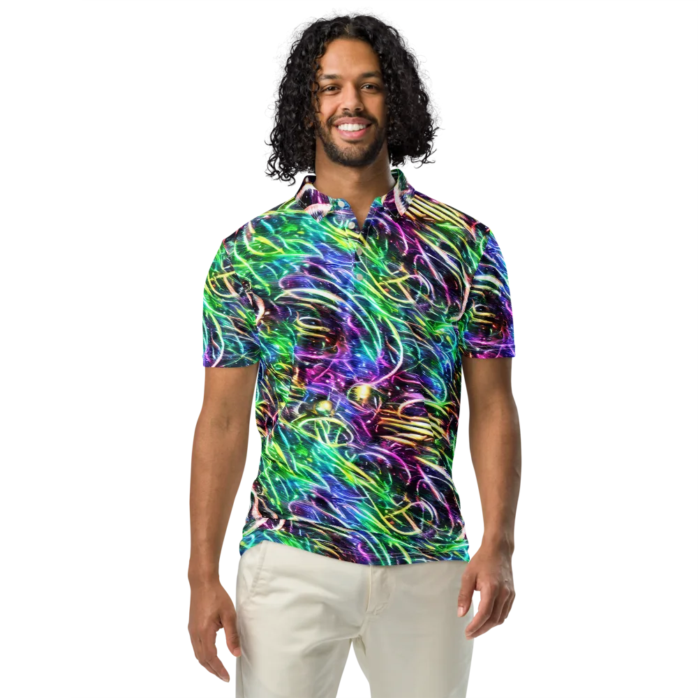 Nightglow Waves on Men's Slim Fit Polo Shirt — Front