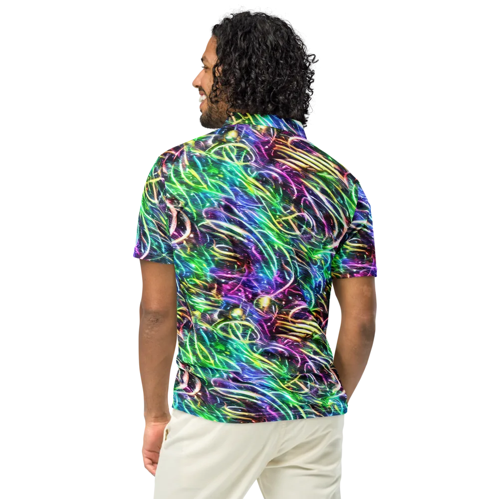 Nightglow Waves on Men's Slim Fit Polo Shirt — Back