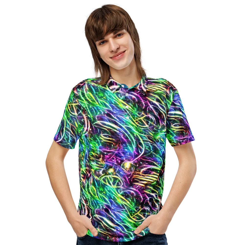 Nightglow Waves on Men's Slim Fit Polo Shirt — Front