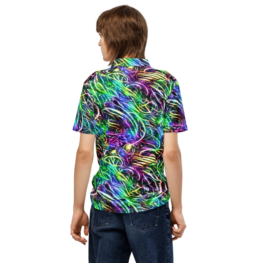 Nightglow Waves on Men's Slim Fit Polo Shirt — Back