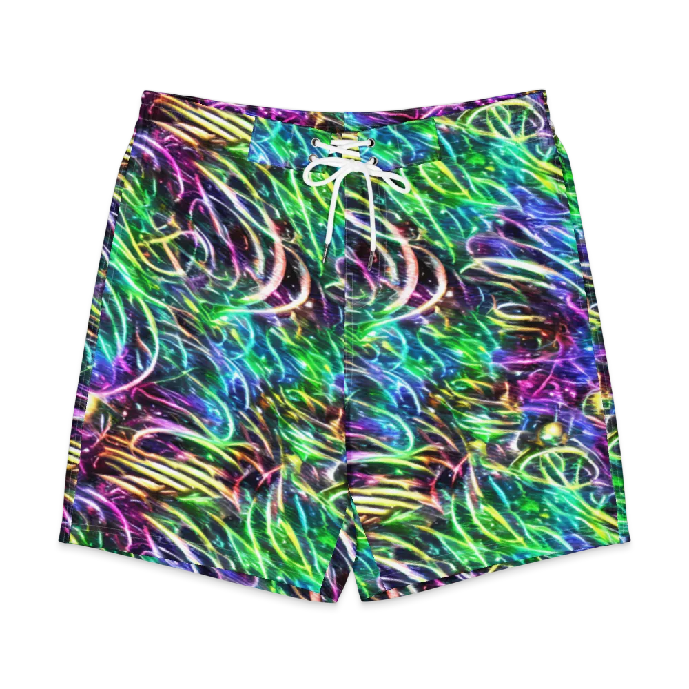 Nightglow Waves on Men's Board Shorts — Front