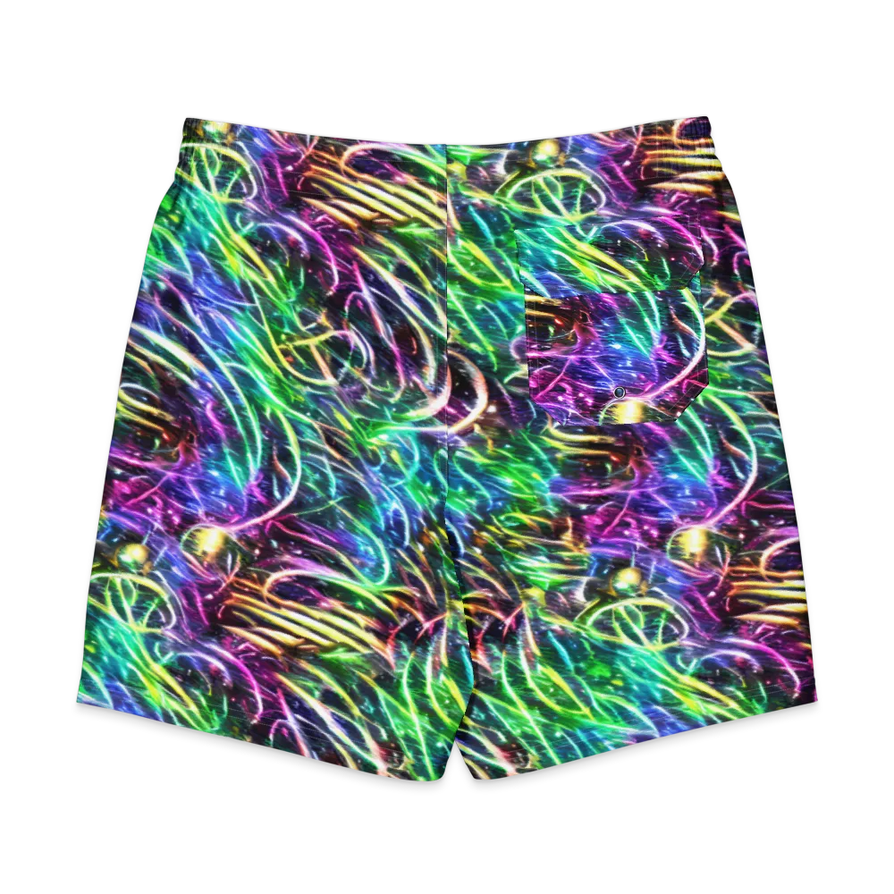 Nightglow Waves on Men's Board Shorts — Back