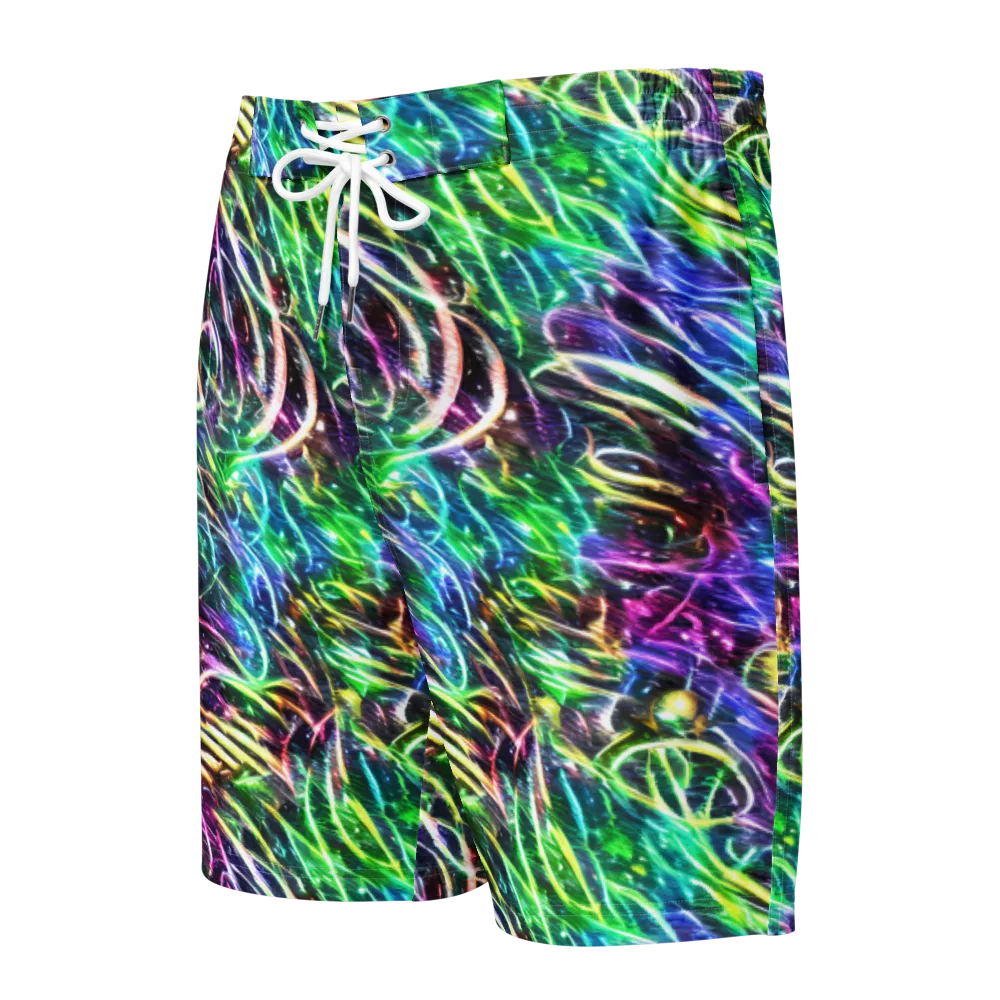 Nightglow Waves on Men's Board Shorts — Front