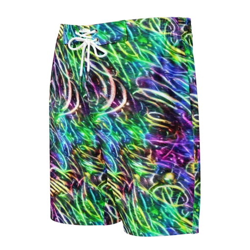 Nightglow Waves on a Men's Board Shorts