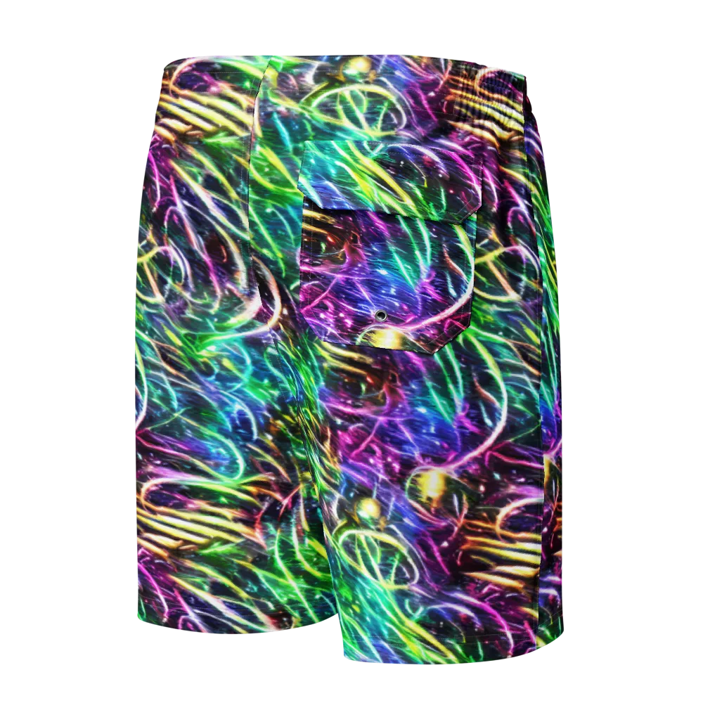 Nightglow Waves on Men's Board Shorts — Back