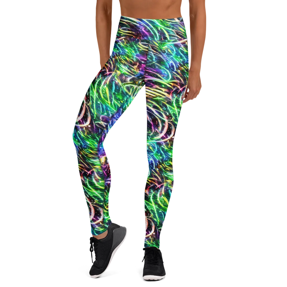 Nightglow Waves on Yoga Leggings — Front
