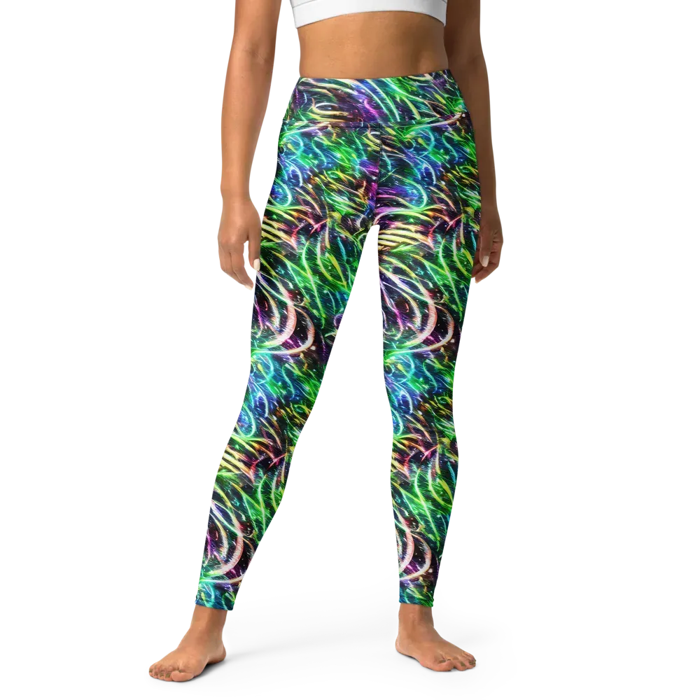 Nightglow Waves on Yoga Leggings — Front