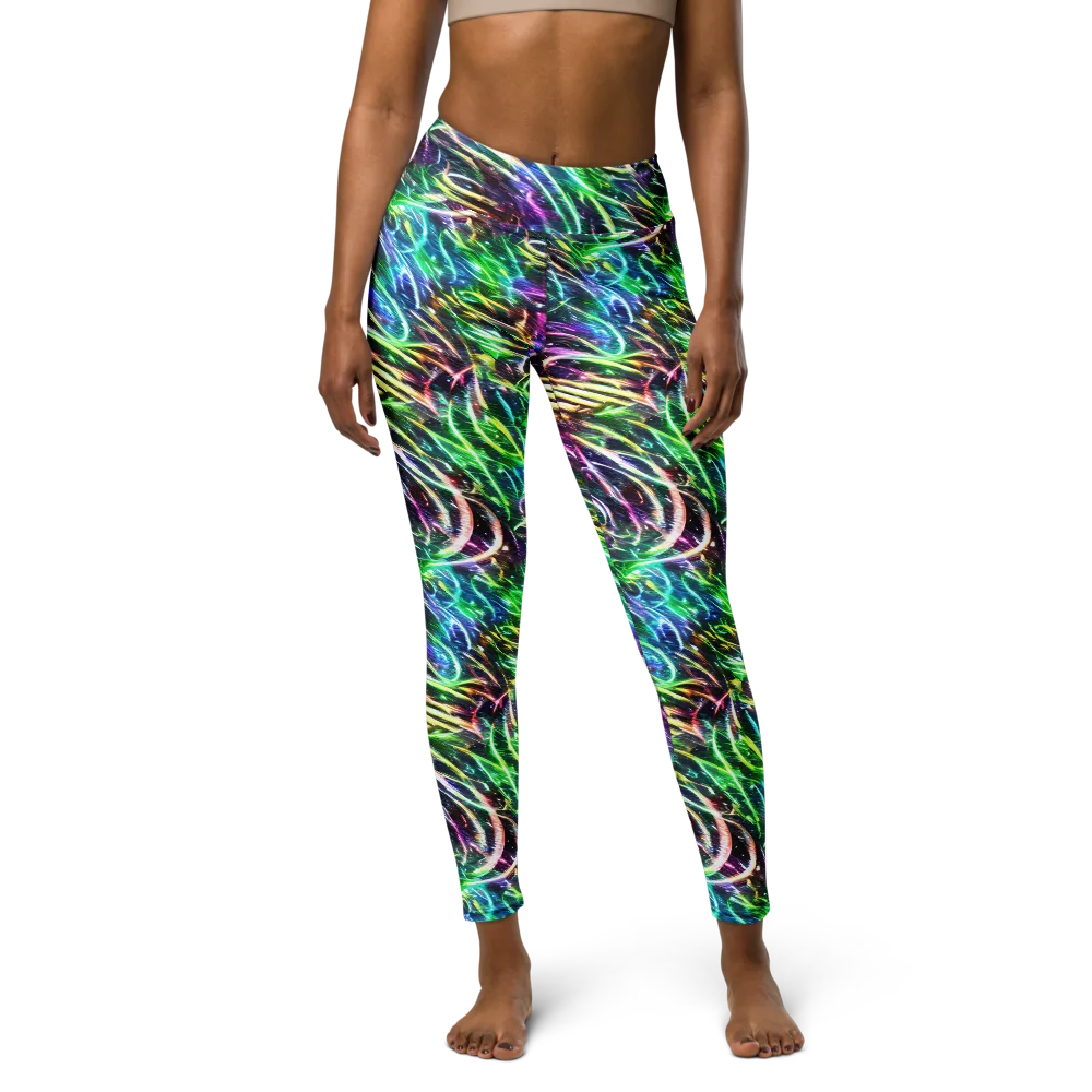 Nightglow Waves on Yoga Leggings — Front