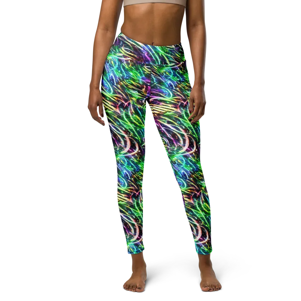 Nightglow Waves on Yoga Leggings — Front