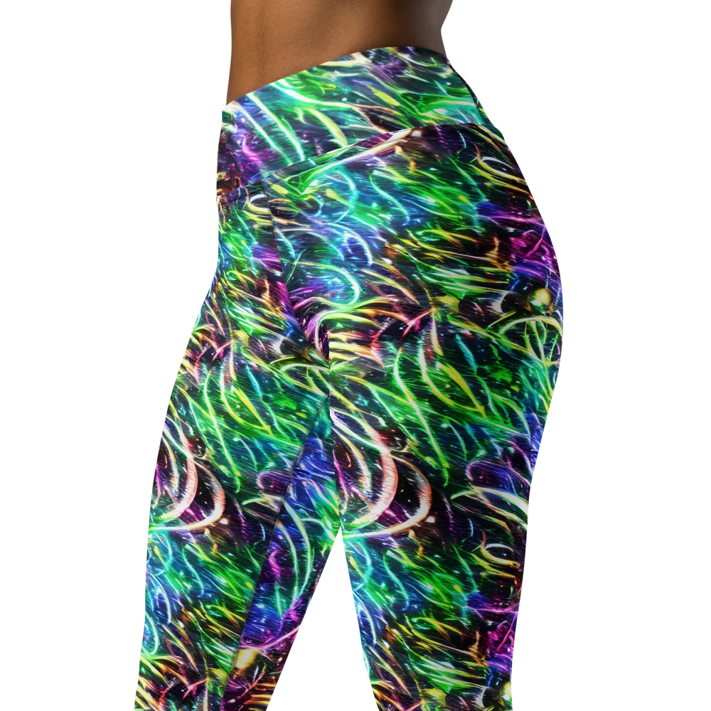 Nightglow Waves on Yoga Leggings — Left Front