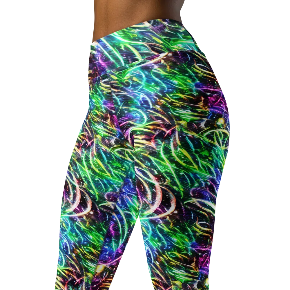 Nightglow Waves on Yoga Leggings — Left Front