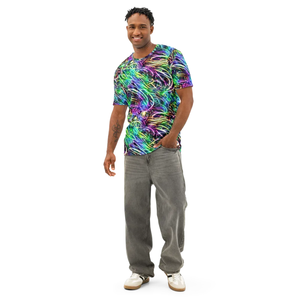Nightglow Waves on Men's Cotton Crew Neck T-Shirt — Front