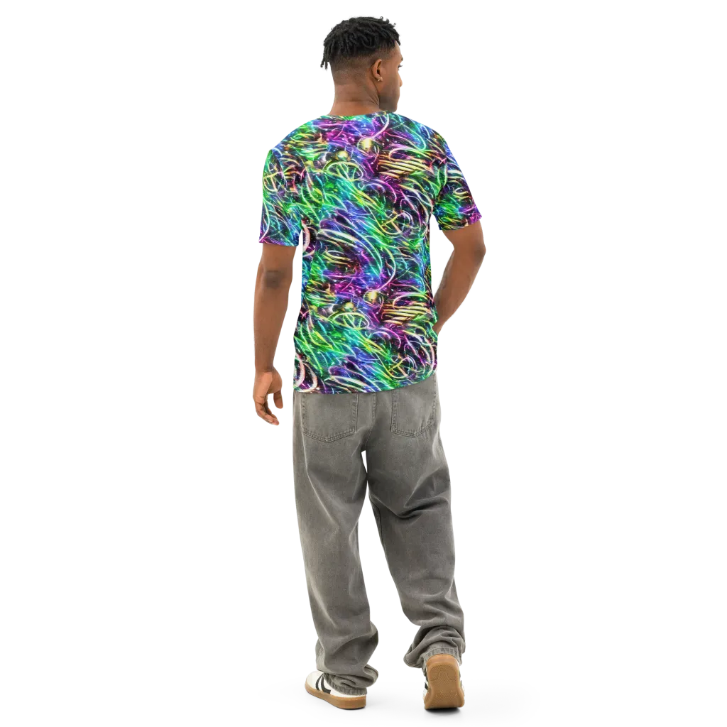 Nightglow Waves on Men's Cotton Crew Neck T-Shirt — Back