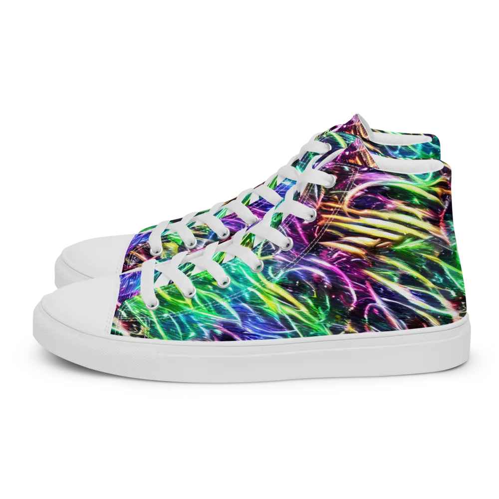 Nightglow Waves on Men's High Top Canvas Shoes — Left