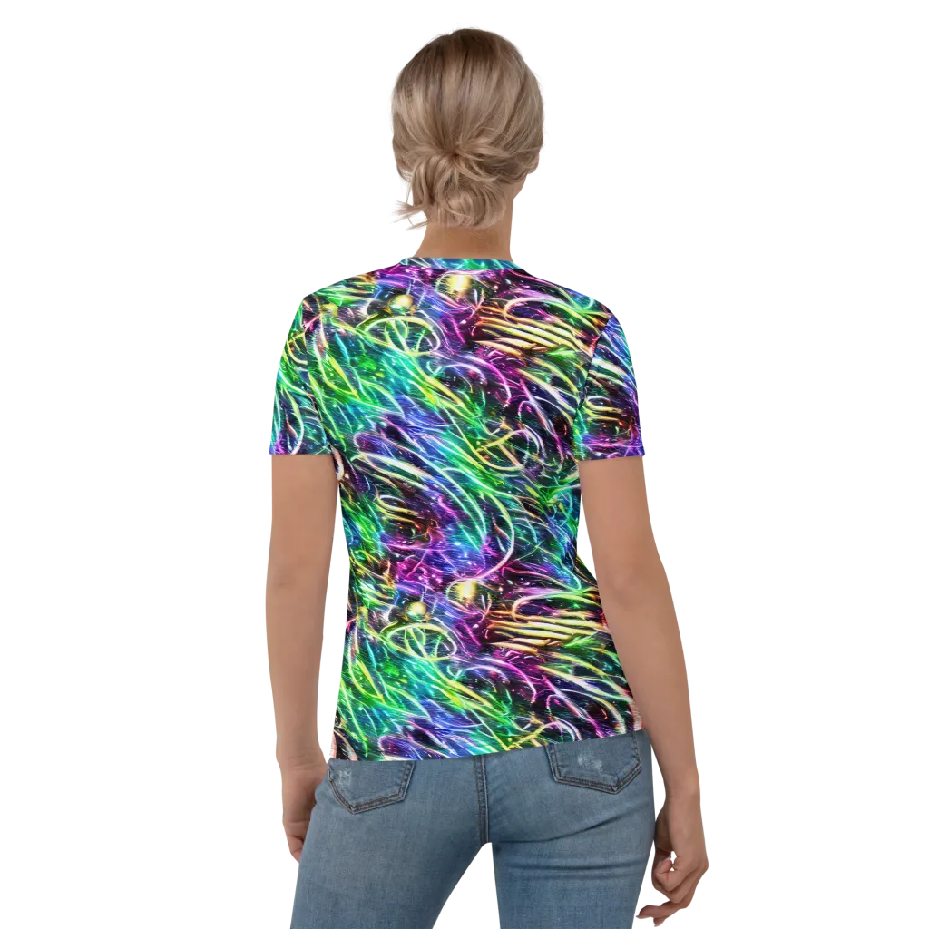 Nightglow Waves on Women's Crew Neck T-Shirt — Back