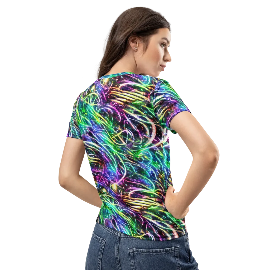 Nightglow Waves on Women's Crew Neck T-Shirt — Back