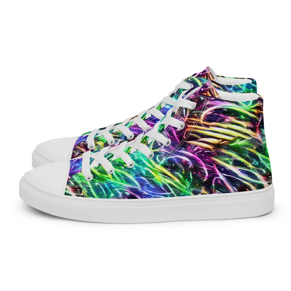 Nightglow Waves on Women's High Top Canvas Shoes — Left
