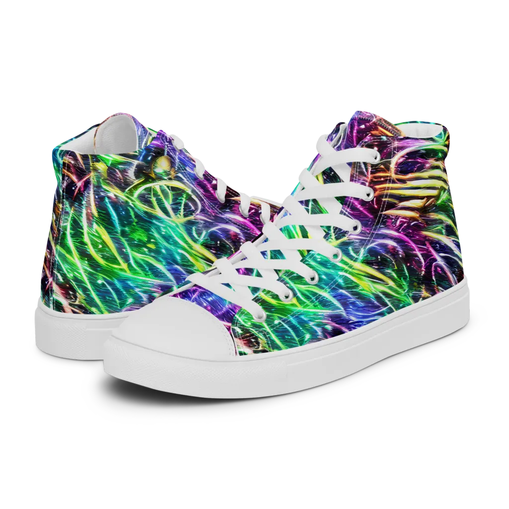 Nightglow Waves on Women's High Top Canvas Shoes — Left