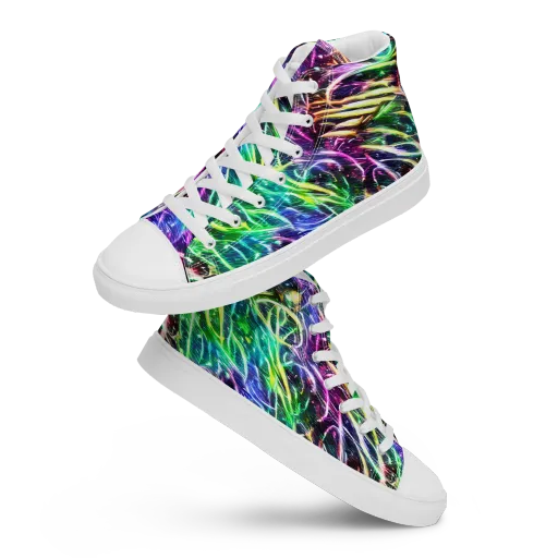Nightglow Waves on a Women's High Top Canvas Shoes